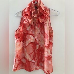 Elegant Coral Sleeveless silk Top